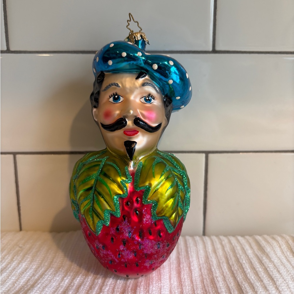 Vintage 1990’s Christopher Radko Pierre Le Berry hand blown glass ornament.